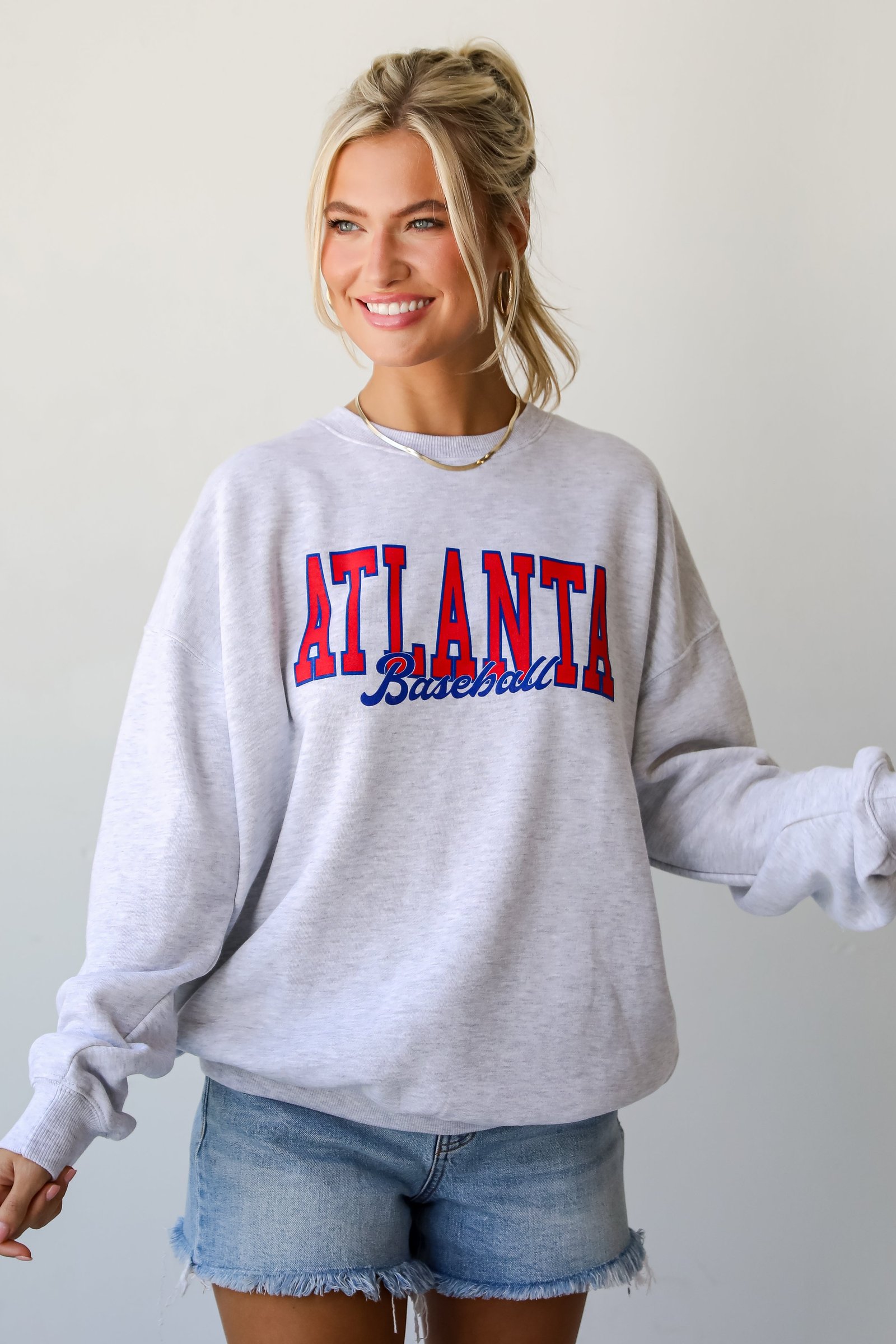 Heather Grey Atlanta Baseball Sweatshirt CH14