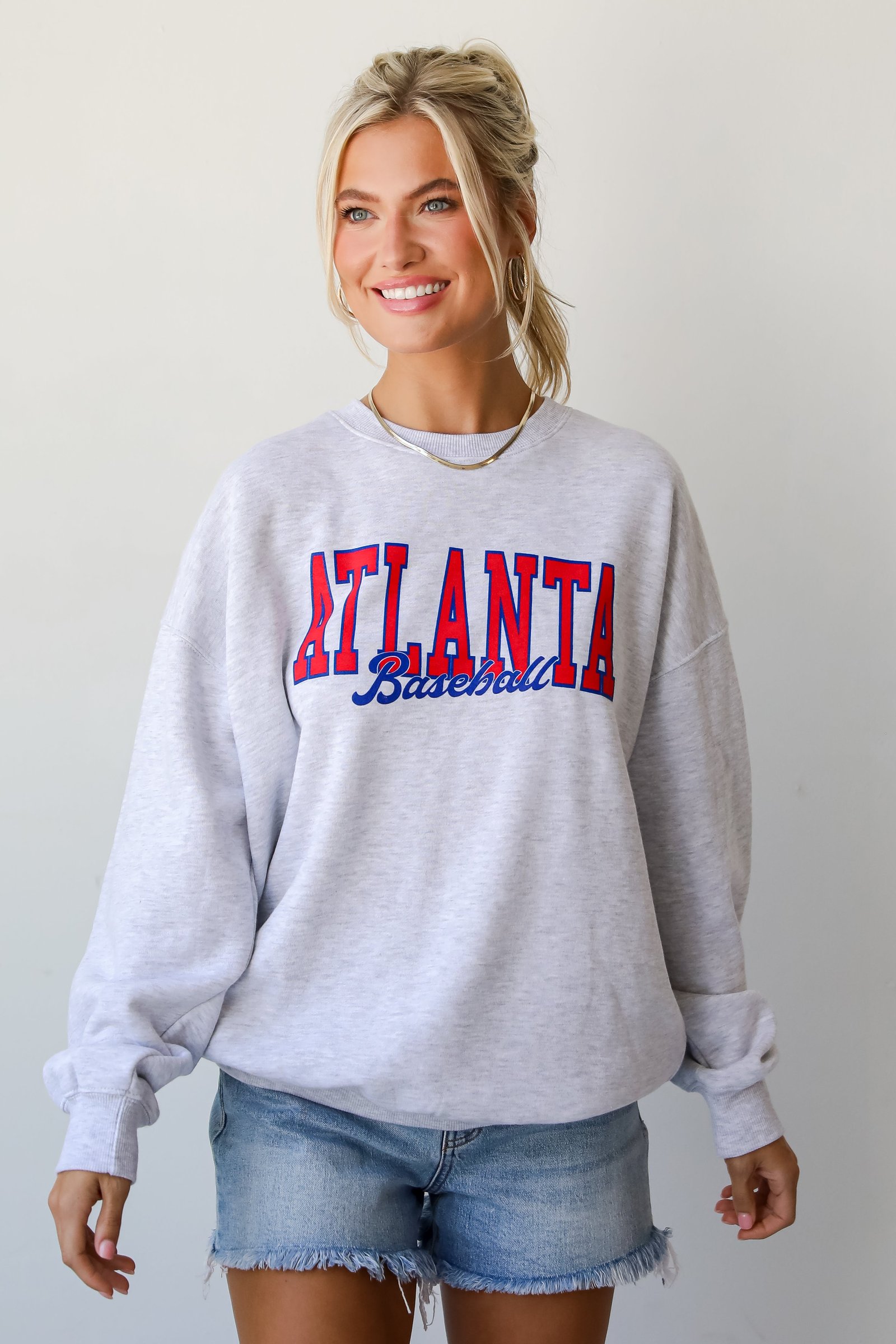 Heather Grey Atlanta Baseball Sweatshirt CH14