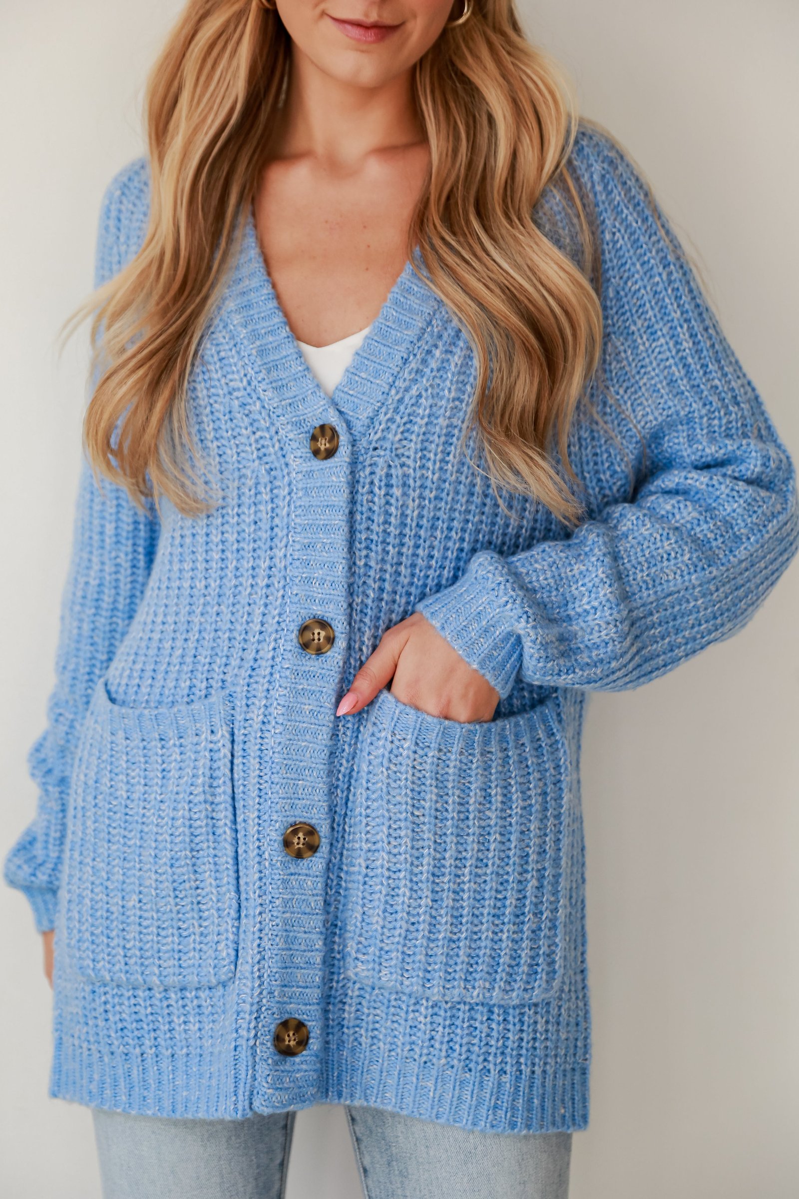 All Up To You Blue Oversized Sweater Cardigan CH1