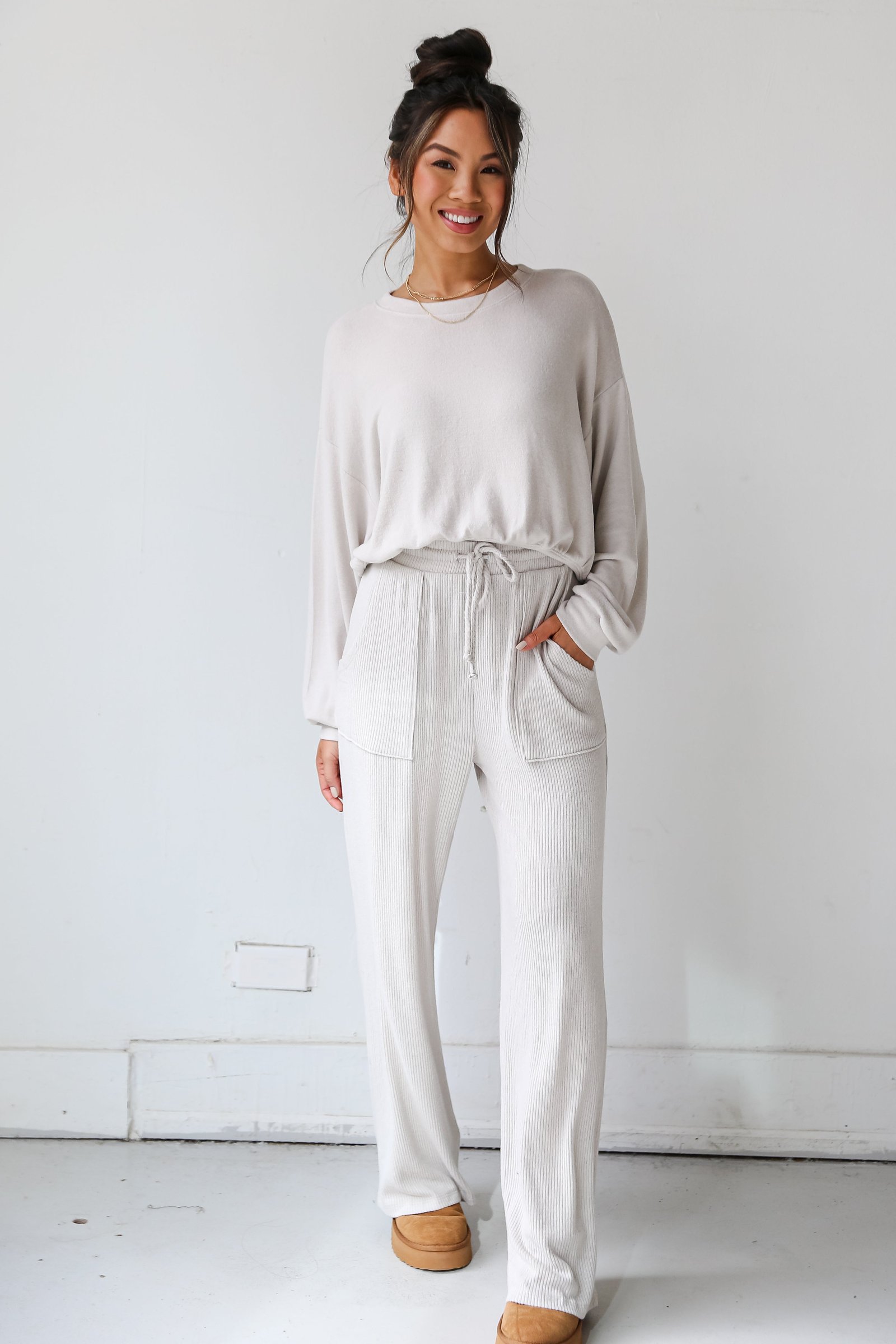 Homebody Brushed Ribbed Knit Lounge Pants CH18