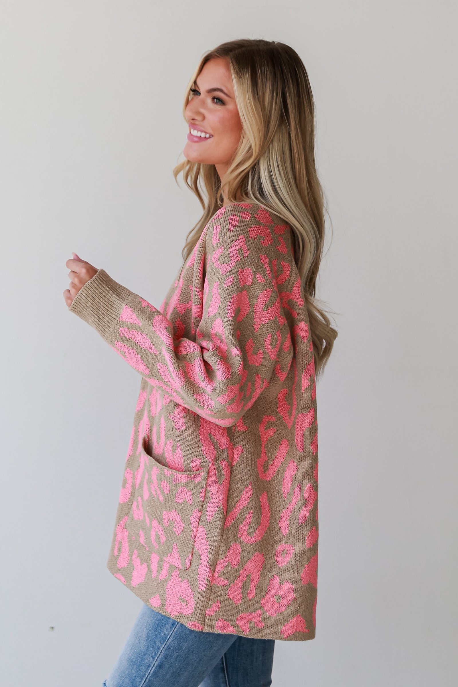 Fierce Darling Pink Leopard Sweater Cardigan CH5