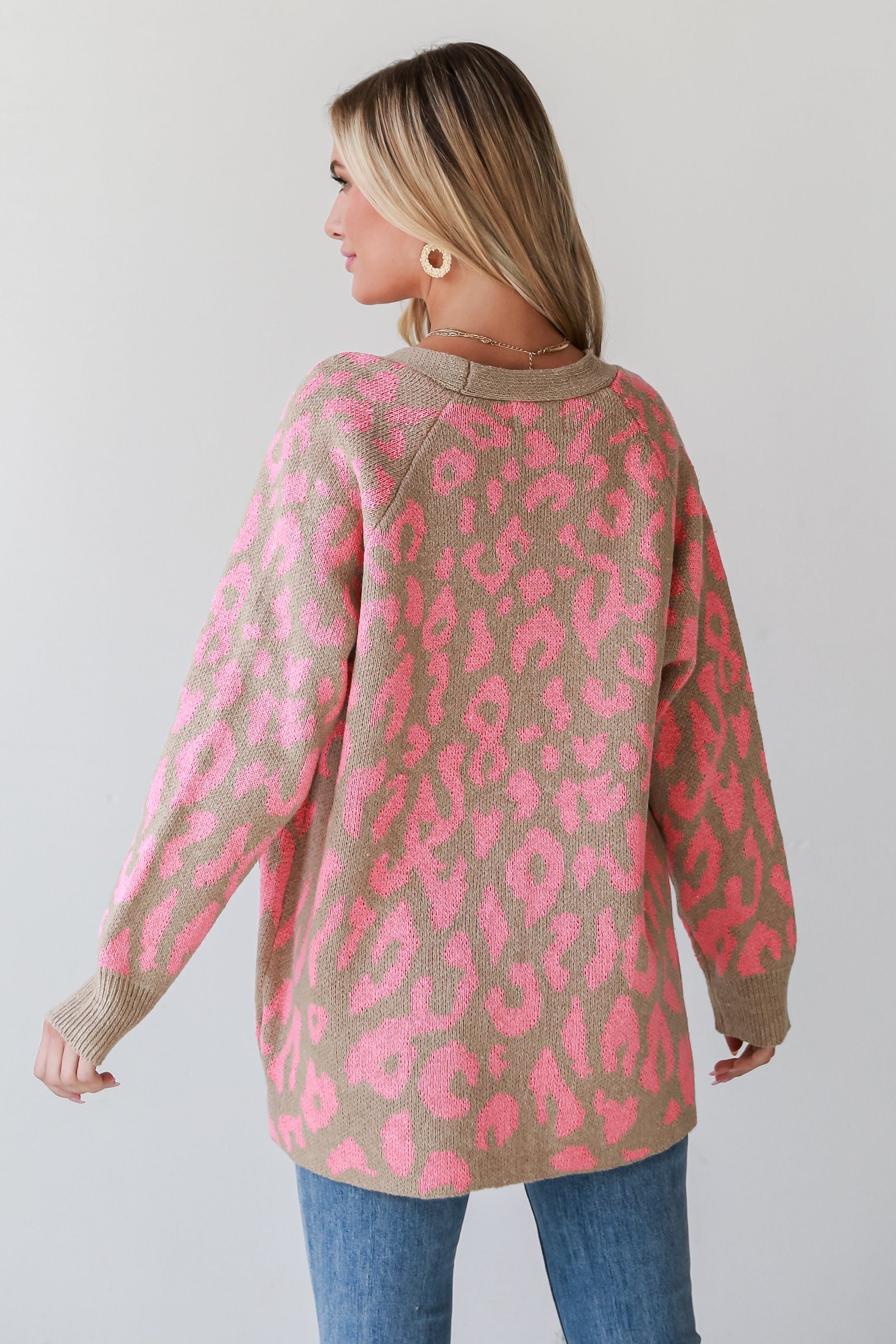 Fierce Darling Pink Leopard Sweater Cardigan CH5