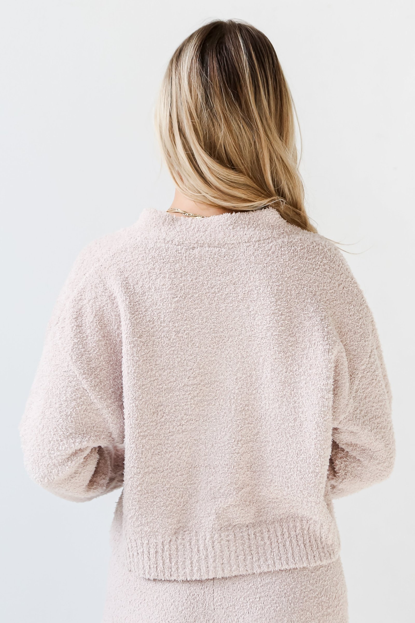 Weekends At Home Taupe Fuzzy Knit Sweater Cardigan CH17